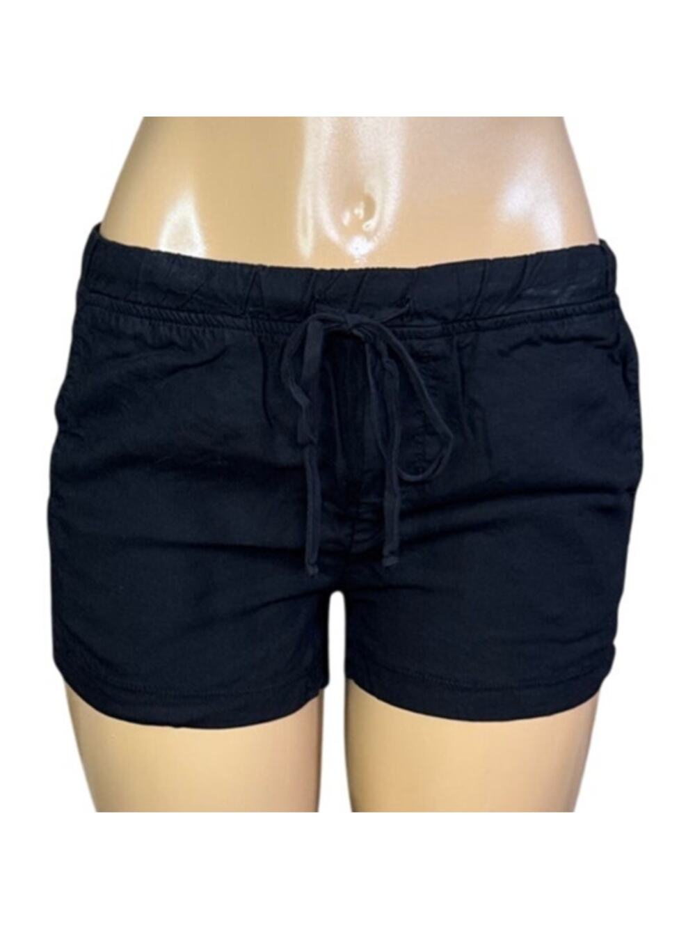 Cloth & Stone Black Tencel Drawstring Waist Pull On Shorts Mesh Sides Size XS